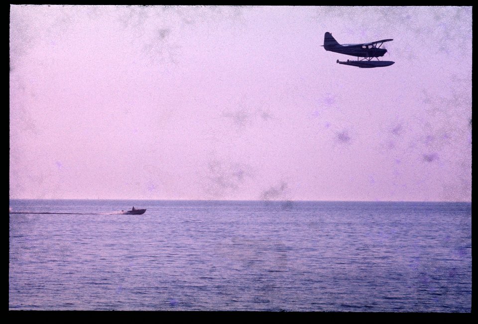 Pontoon Plane over lake 1975 -3